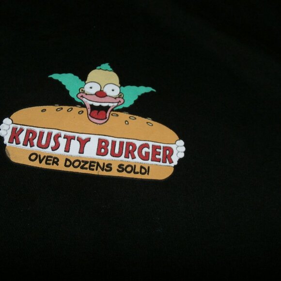 The Simpsons  Krusty The Clown Black Tshirt Burger Fast Food Logo   Mens X-Large - Picture 7 of 8